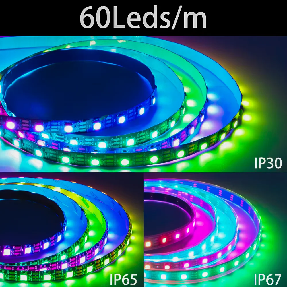 WS2811 WS2812B WS2813 WS2815 30/60/144Leds/m RGB LED Strip Light WS2812 Individually Addressable Tape Light DC5V/12V IP30/65/67