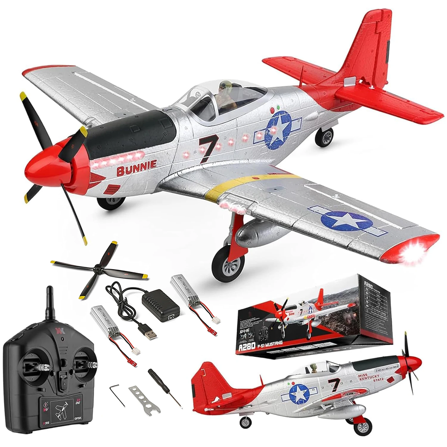 WLtoys XK A280 A160 2560MM P51 P51D RC Aircraft  Mustang 4CH Aerobatic Fight Brushless 22 Inch RC Air Plane Glider For Adults
