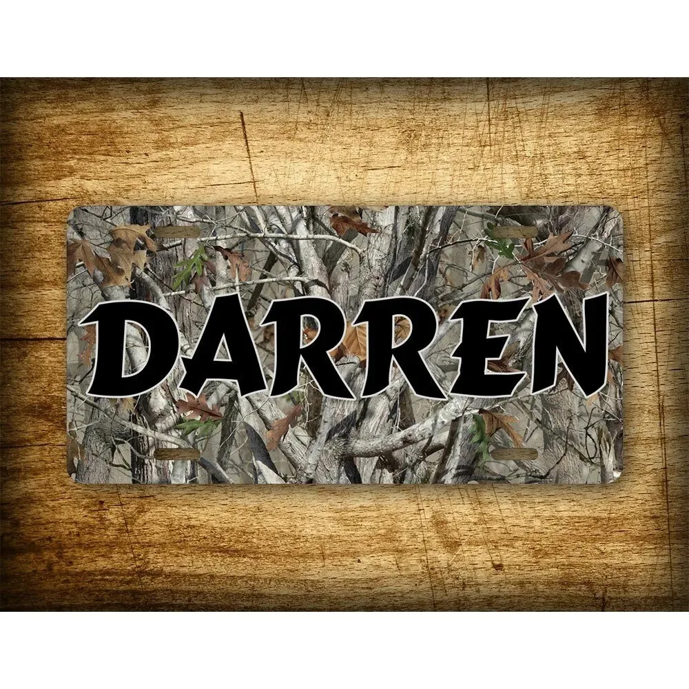 1pc Customizable Camo Hunting Metal License Plate, Buck Deer Doe Duck Camouflage Auto Tag for Hunting Enthusiasts