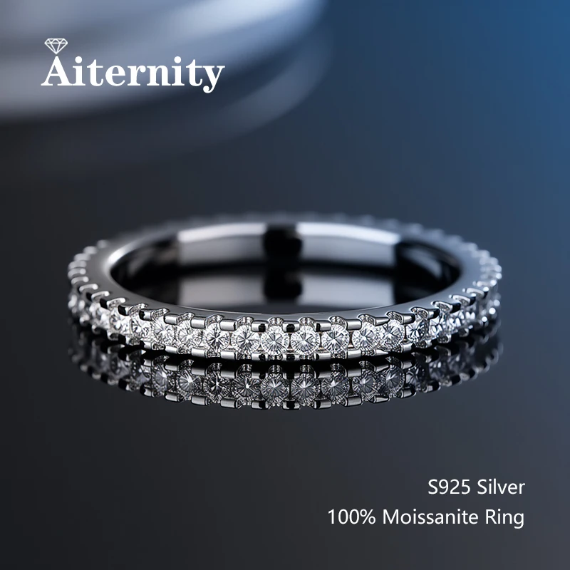100% Real Moissanite Ring Pass Diamond Tester Pen With GRA Certificate For Women Men 925 Sterling Silver Female Single Tail Ring