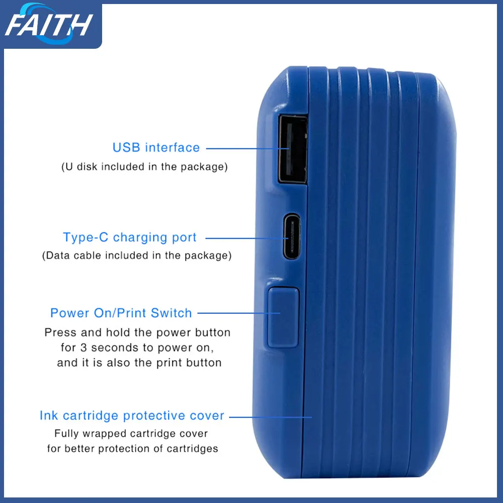 Faith 25 Languages mini Handheld Inkjet Printer  label printer Number Logo Plastic impresora portátil photo printer 프린터