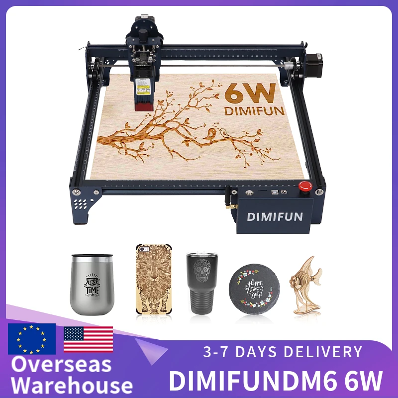 DIMIFUN 12000mm/min Laser Engraver Cutter for DIY - DM6 Metal Engraving Machine with Phone Connection and Woodworking Kit