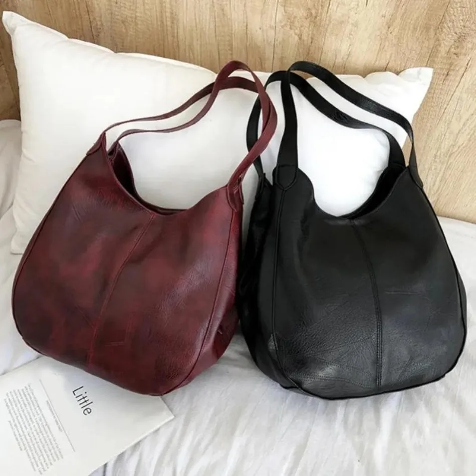Bolso Tote Grande Cuero Vintage – Hombro Mujer Diseñador - imagen 2