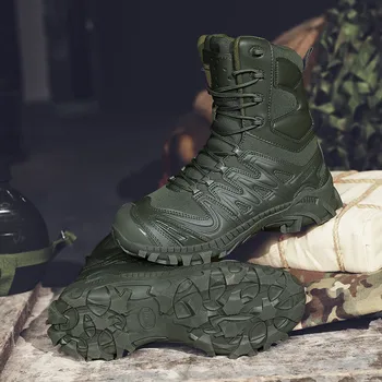 남성용 녹색 하이킹 부츠, 빅 사이즈 46 방수 워커, 편안한 미끄럼 방지 야외 부츠, 트레이너, 새로운 패션 