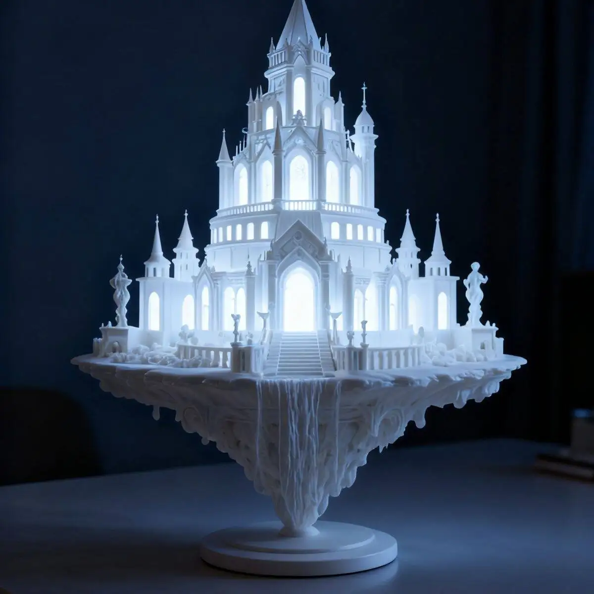 Fantasy castle night light sky city ornament surreal home decoration illuminates dream