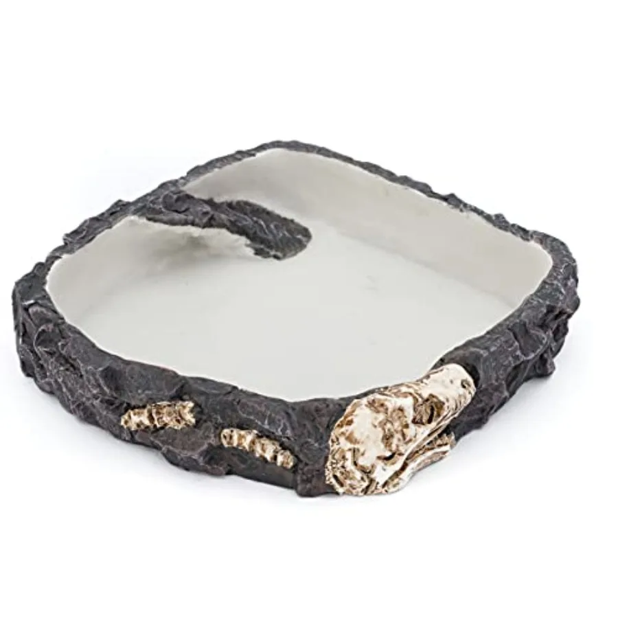 

【Spot goods】Reptology Reptile Fossil Rock Food/Water Dish Perfect for Bearded Dragons Geckos Chameleons Snakes Hermit Crabs and