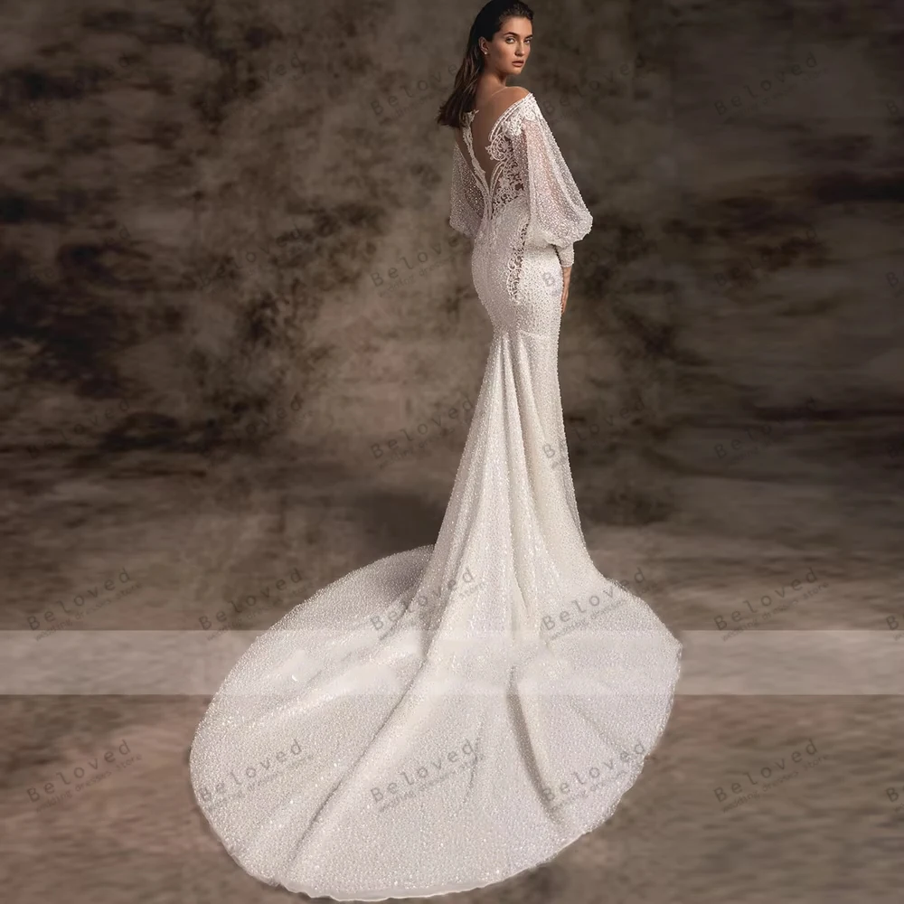 Exquisite Wedding Dresses Glamorous Bridal Gowns Beading Appliques Full Sleeves Robes For Women Vestidos De Novia Customized