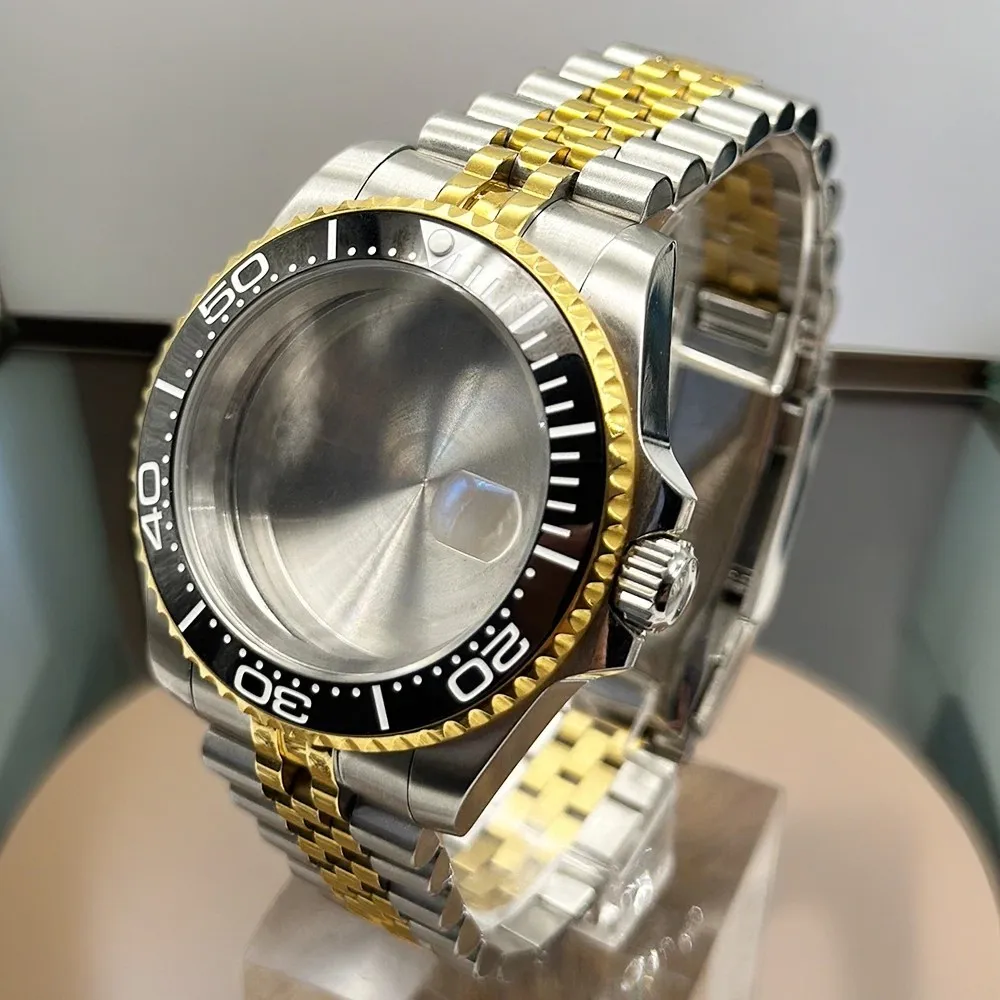 Orologio con movimento vecchio argento Cassa da 40 mm Quadrante da 28,5 mm NH34 NH35 NH36 NH38 NH39 NH70 GMT Sottoscatola Lunetta in ceramica Zaffiro in alluminio