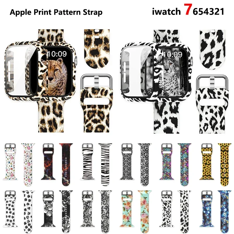 

Bands for Apple Watch Strap 45mm 41mm 44mm 42mm 40mm 38mm Silicone Sport Wristband Pattern Printed iWatch Series 9 8 7 6 5 3 SE