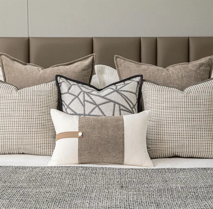 

Modern fashion elegant brown grey geometric square throw pillow/almofadas case,nordic simple solid cushion cover home decore