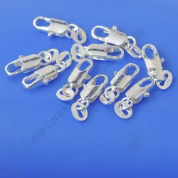Wholesale Jewelry Findings 50PCS Real Pure 925 Silver Lobster Clasps With 925 Silver Tag For Necklace+Opening Jump Rings