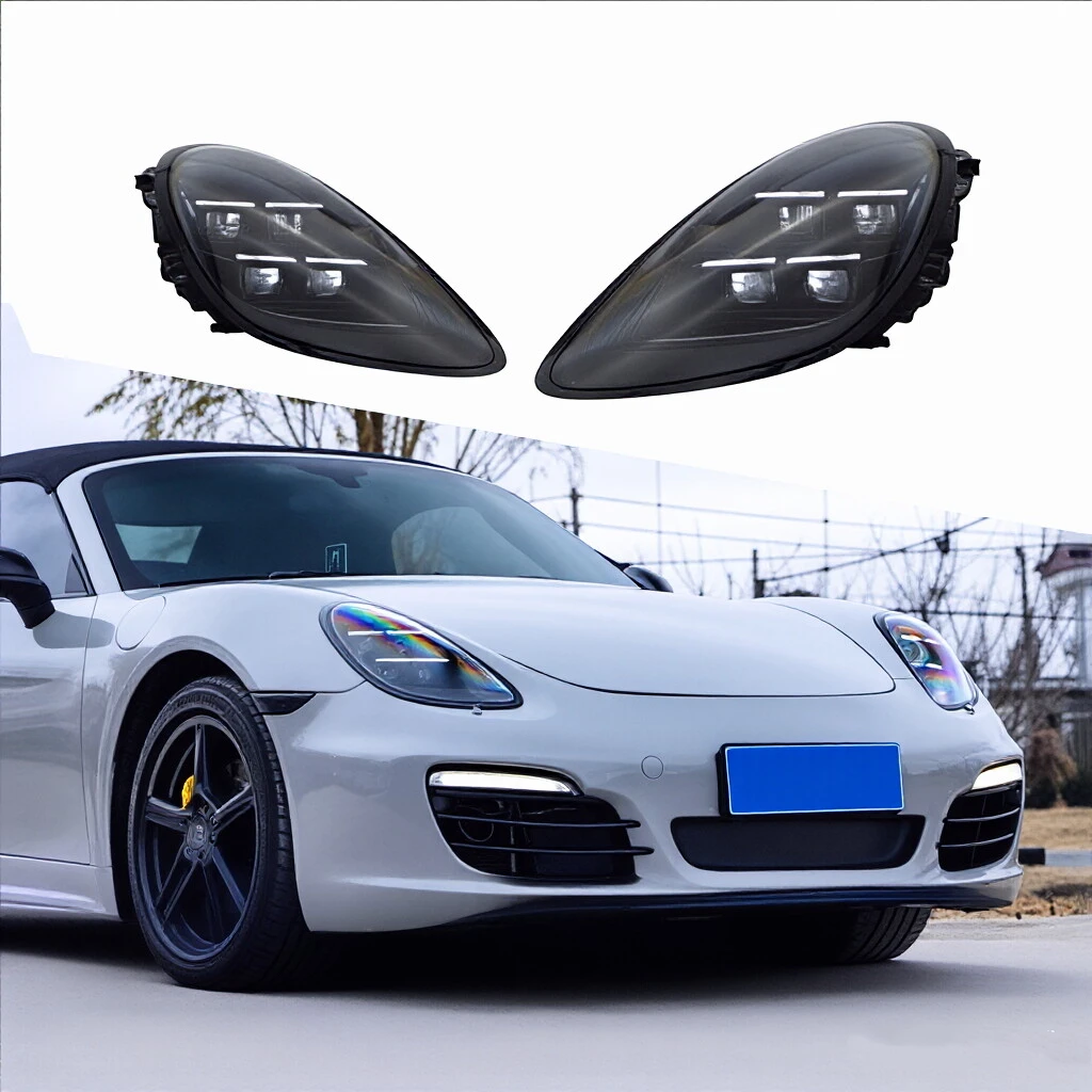 Suitable for 2013-2015 Porsche Cayman 981 Matrix Headlight Assembly Boxster Blackened PDLS LED Headlights