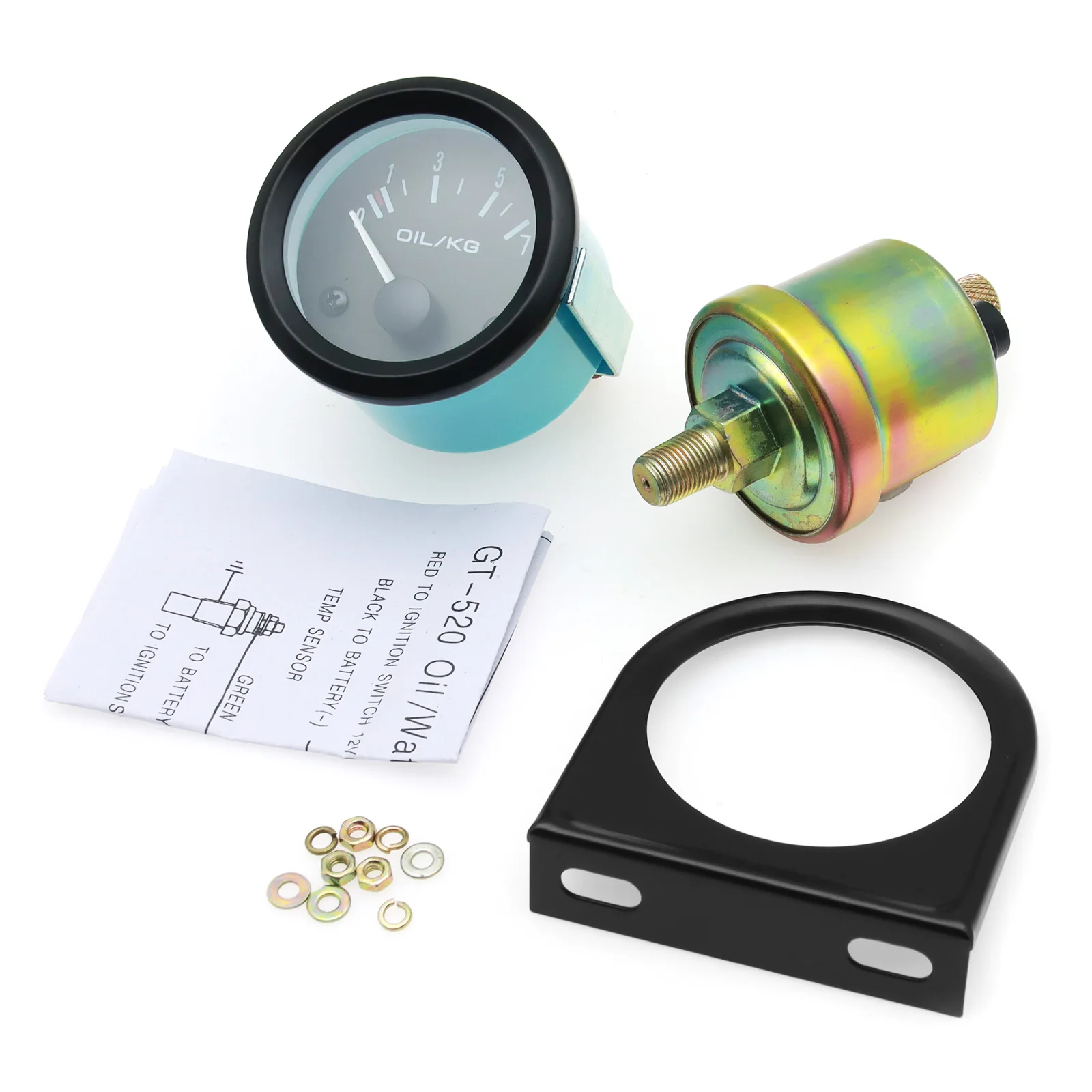 センサー付き自動車用油圧ゲージ,2インチ,52mm,油圧計0〜7 kg,レーシングカー用サポート,12v