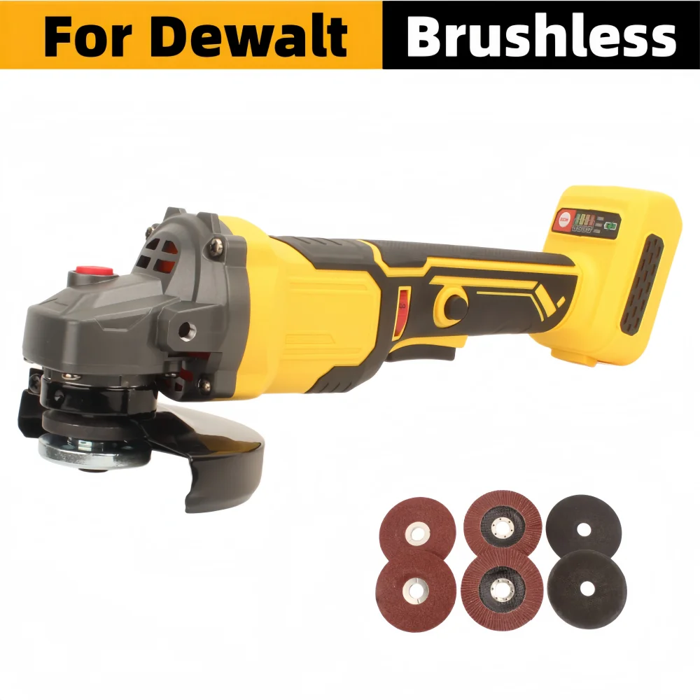 125mm Brushless Angle Grinder Compatible For Dewalt 20V Battery, 7200RPM 6‑Speed Cordless Grinder with 6 Pieces Cutting Wheels