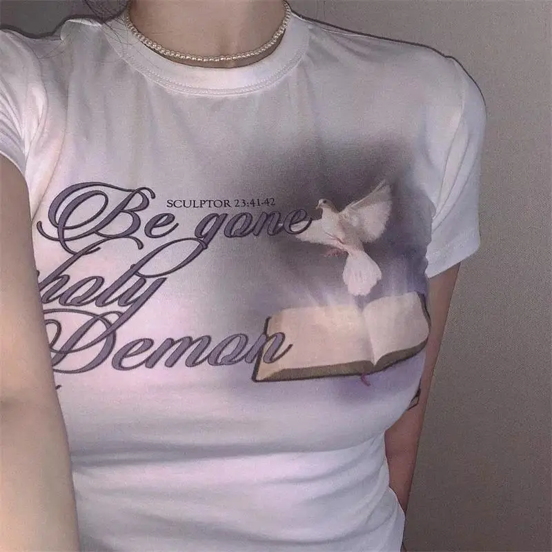 Top Damen T-Shirt y2k Kleidung Vintage Magie Grafik Mode Ernte Top Kurzarm T-Shirt Damen Harajuku T-Shirt Kawaii Fairycore