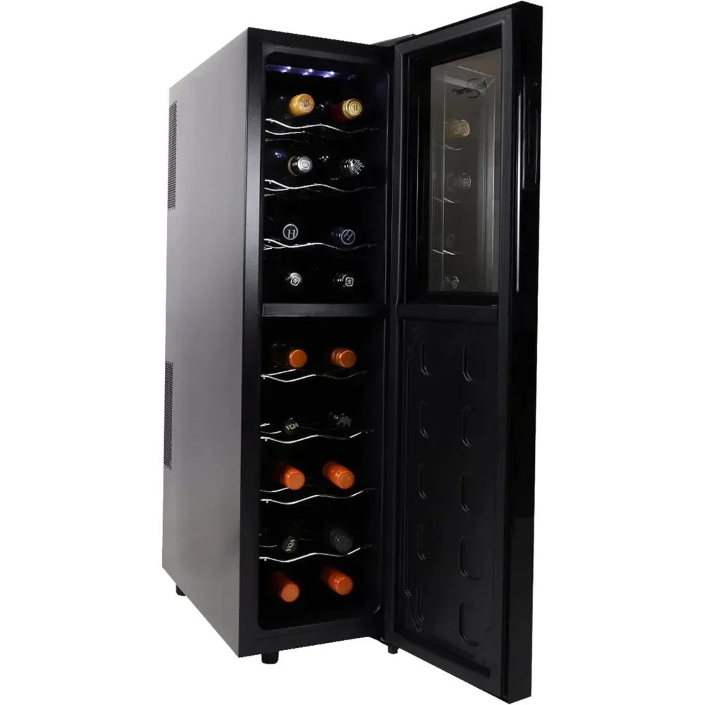 

Wine Fridge - Wine Cooler, 18 Bottle Wine Cabinet for Champagne, Red & White Wine, Dual Zone Thermoelectric Freestanding