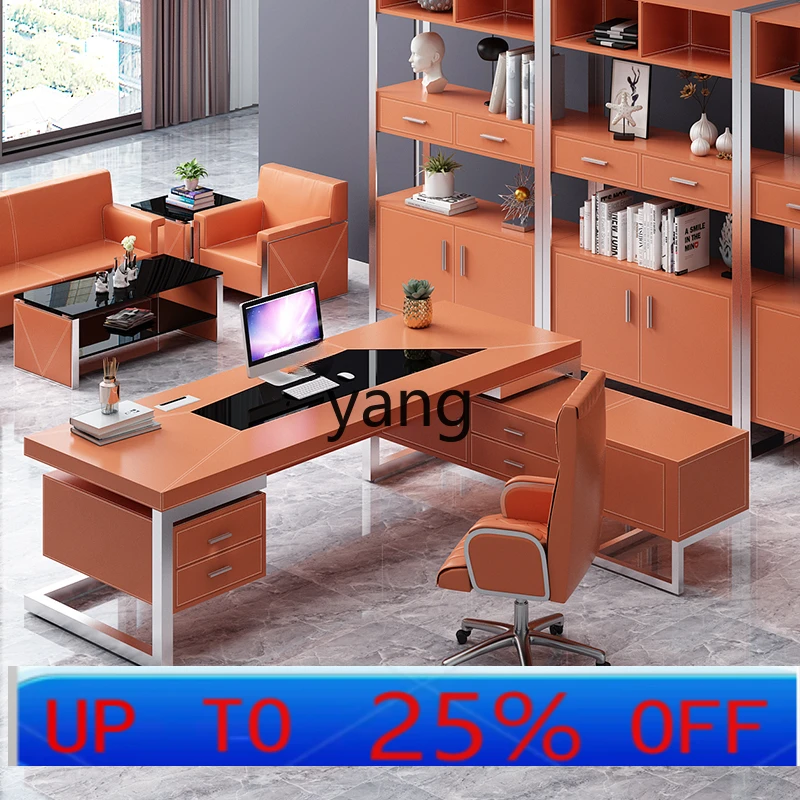 LMM Light Luxury President's Office Boss Desk Atmosphere Executive Desk Office Desk and Chair