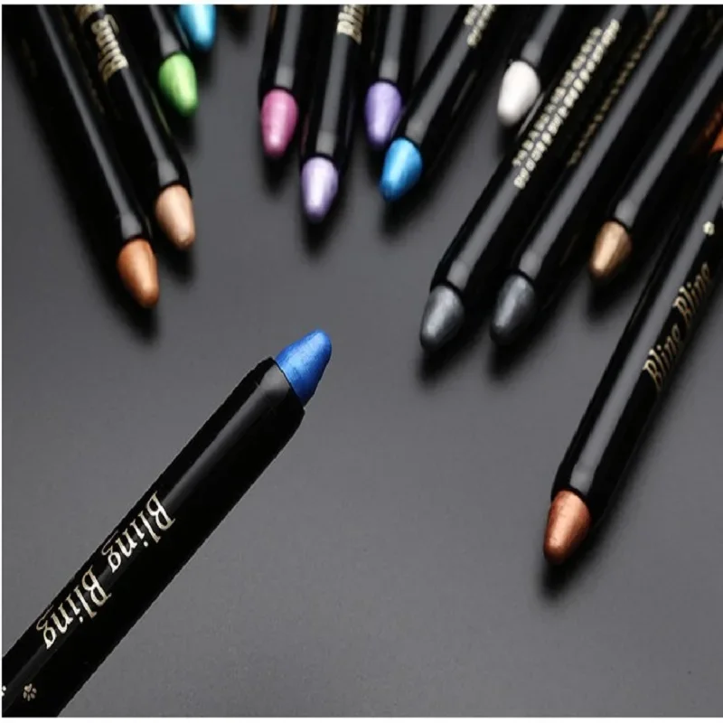 15สี Pearlescent อายแชโดว์ดินสอยาวนาน Glitter Shimmer Eye Shadow ปากกา Highlighter Stick Eyes Peralatan Rias