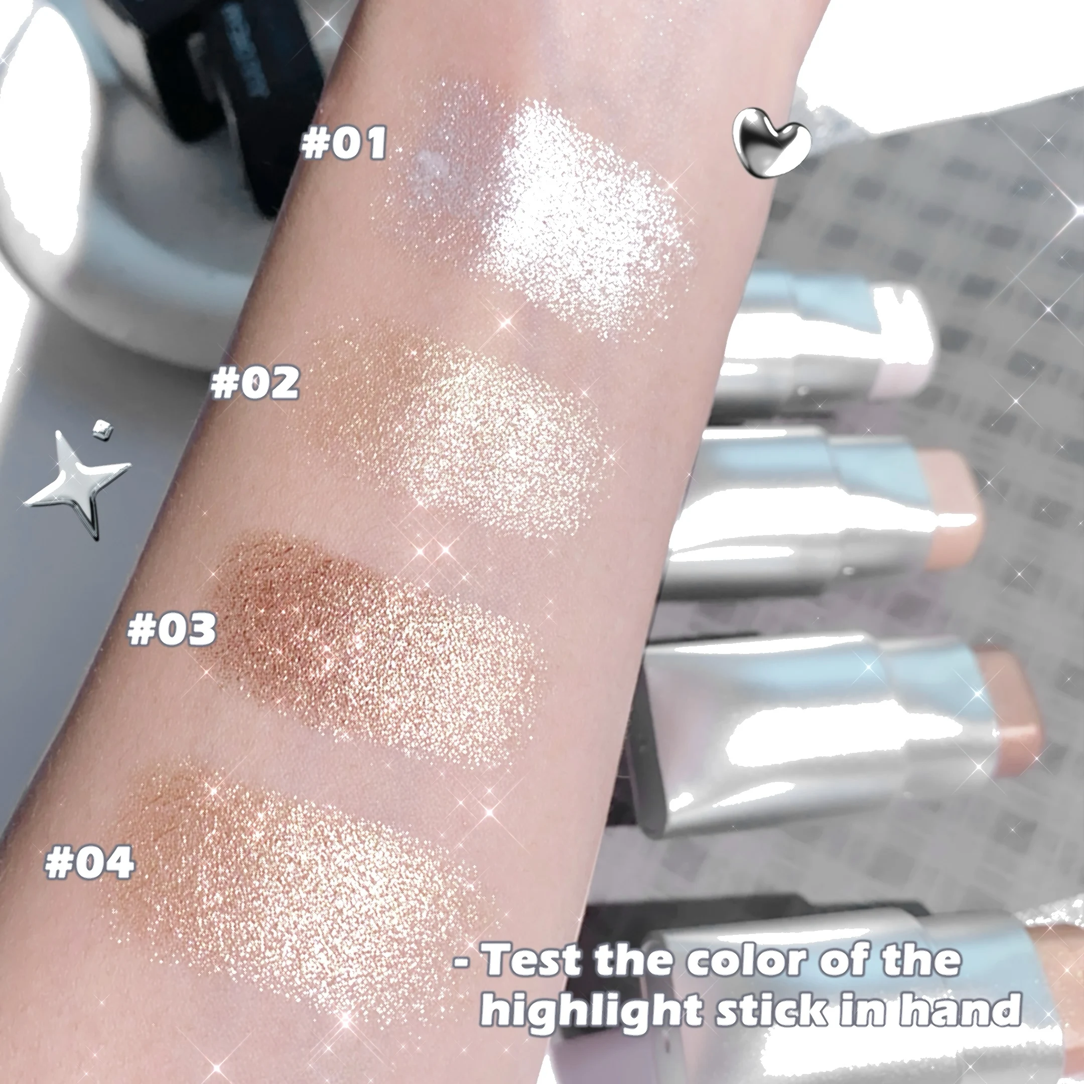 Fluorescent highlighter - Moist facial skin, natural contouring, brightening lighting effects and highlight effects