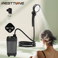 WESTTUNE Portable Camping Shower Pump 6000mAh Rechargeable Camping Shower with Intelligent LED Display Waterproof Shower Kit