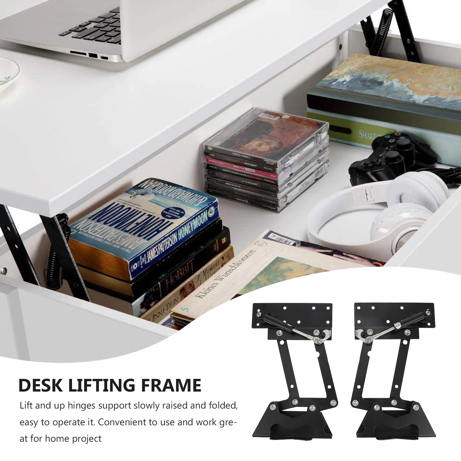

1 Pair Coffee Table Lifting Frame Foldable Support Bracket Hardware Mechanism Space Saving Adjustable Desk Stand For Home Office
