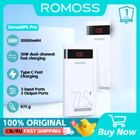 ROMOSS Portable Power Bank 30000mAh 30W Fast Charging 30000mAh External Battery For Xiaomi 14 iphone HUAWEI