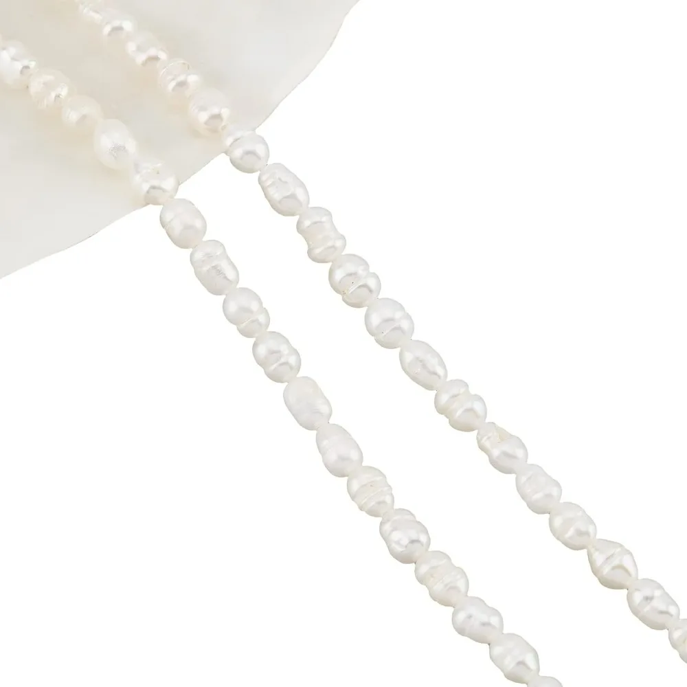 About 68 Pcs Natural Cultured Freshwater Pearl Beads 2mm Small White Oval Freshwater Pearl Loose Freshwater Pearl Charms Beads