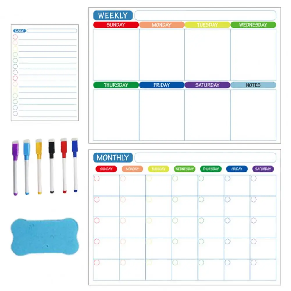 Message Board Magnetic Monthly Weekly Planner Calendar Table Dry Erase Whiteboard Blackboard Fridge Sticker Message Board Menu