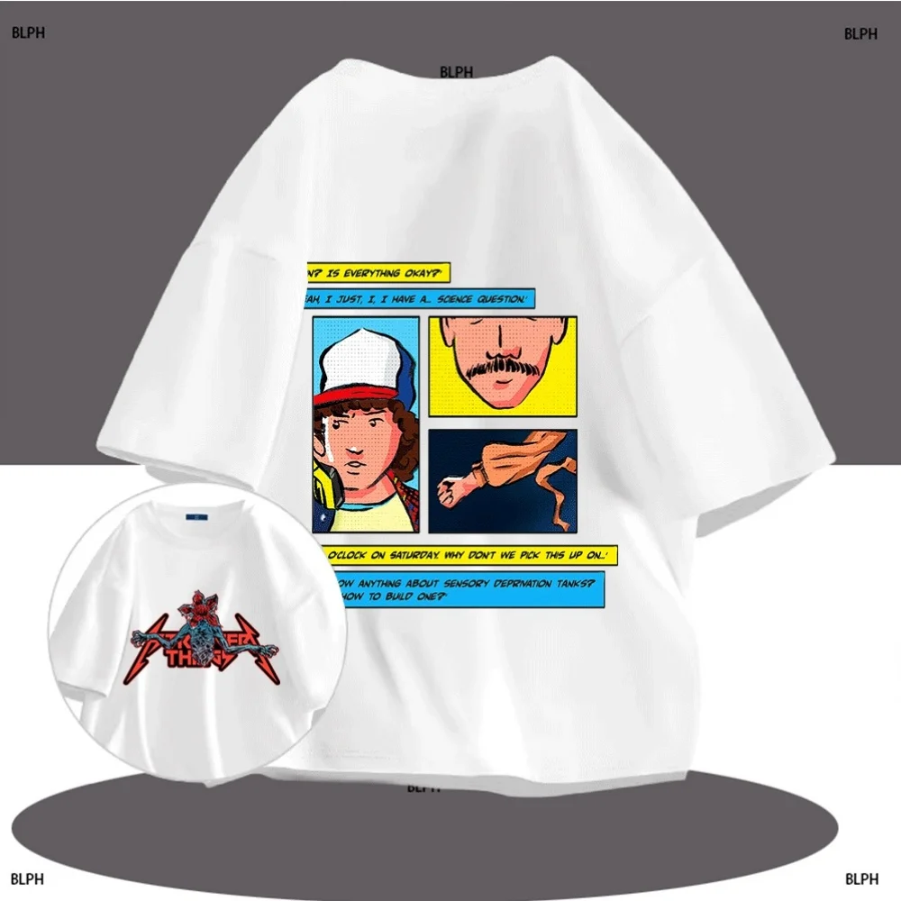 

Unique Comic-Style Parent-Child T-Shirt, Featuring Dustin's Science Question About Sensory Deprivation Tanks, Perfect for Fun