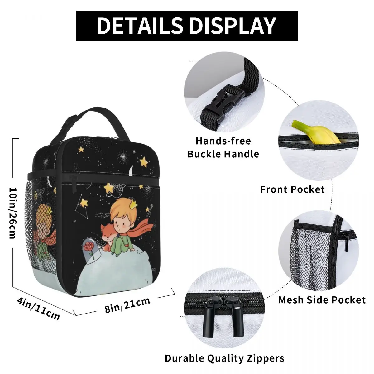 The Little Prince France Insulated Lunch Bags Cooler Bag Lunch Container Fox Large Lunch Box Tote Food Handbags College