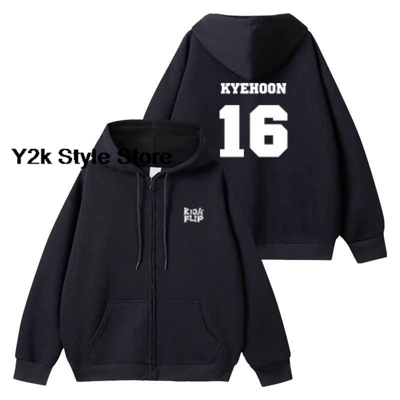 KickFlip Zipper Hoodies Flip It Kick It MINJE KYEHOON Same Letter Print Sweatshirt High Quality Autumn Hoodie Kpop Fans Clothes