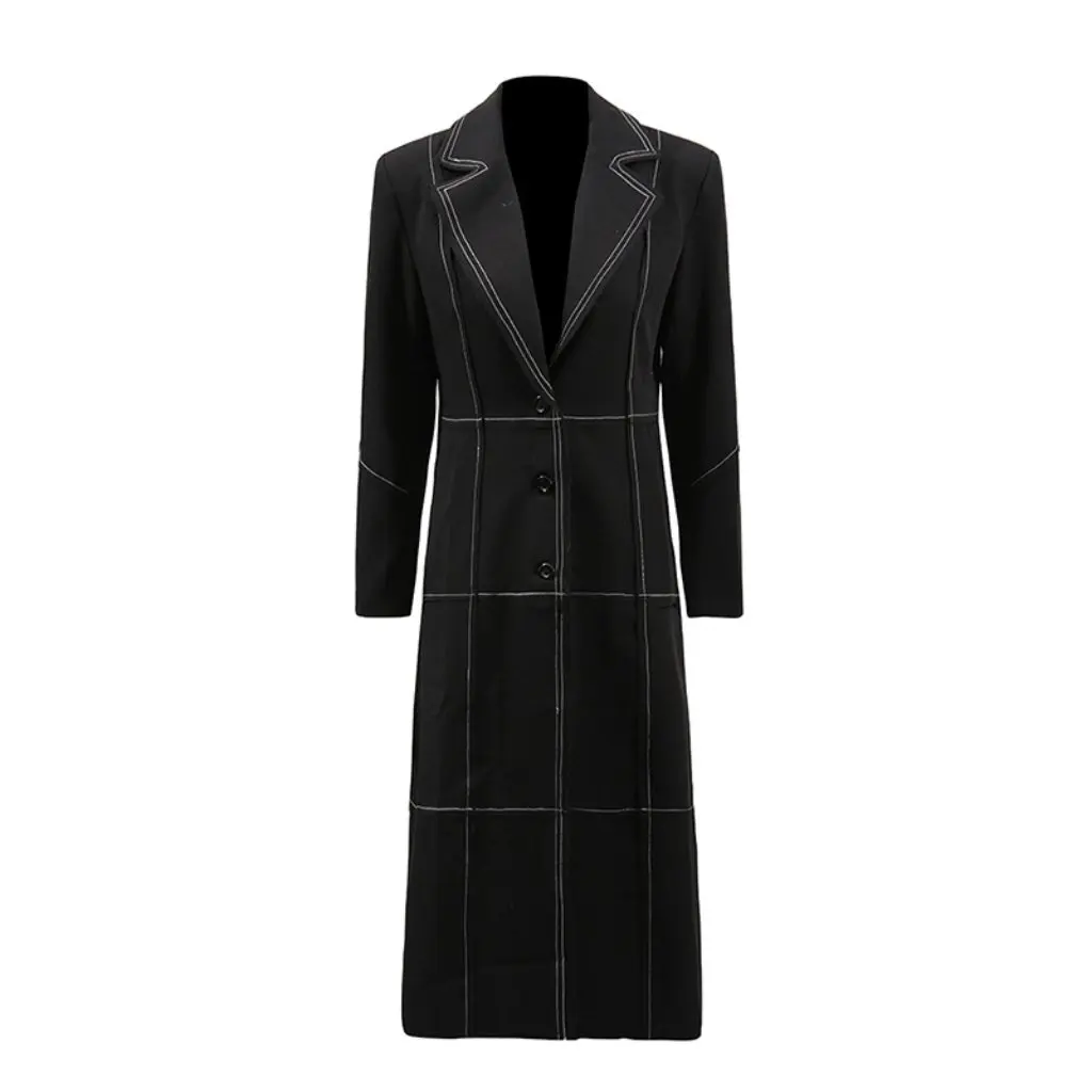 

Women's Loose Long Sleeve Collared Jacket New Fashion Advanced Sense Stitching Design Slimming Windbreaker Coat