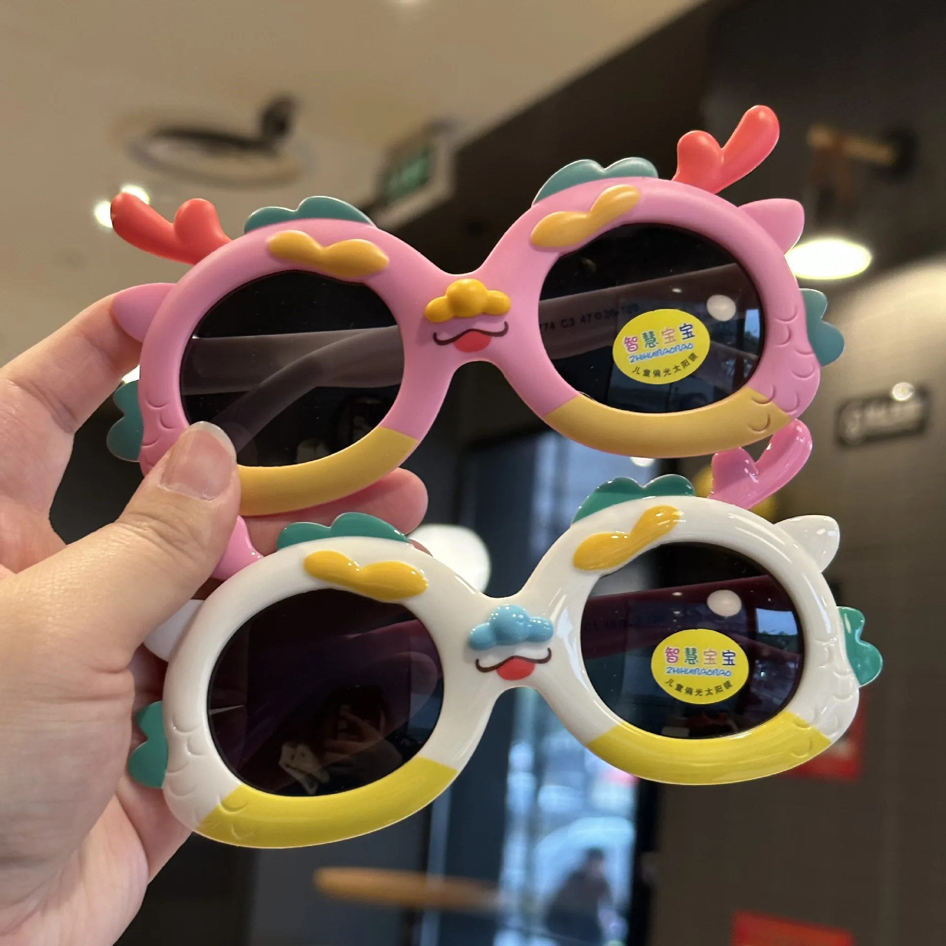 2024 New China the Year of the Loong Cartoon Style Silicone Children's Polarized Sunglasses Fashion Baby Cute Dragon Anti UV400