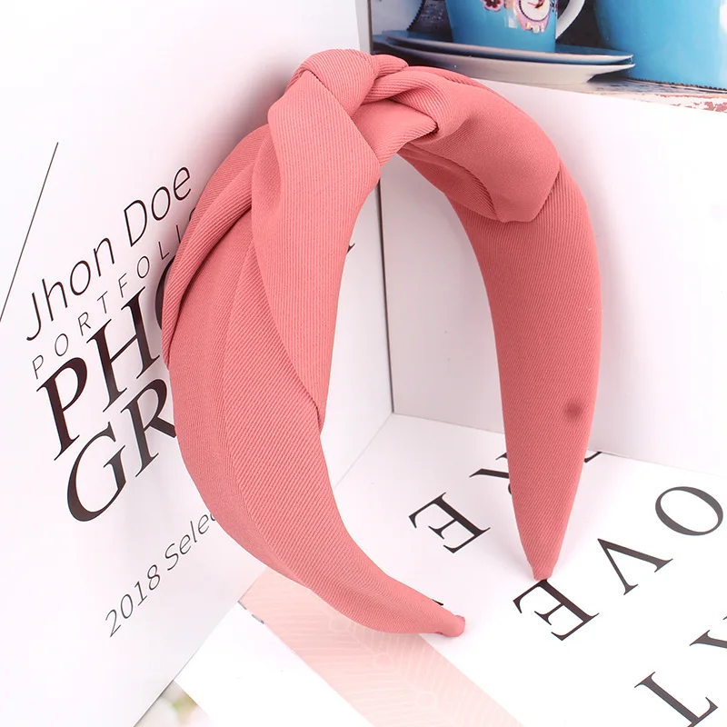 

New Fashion Knotted Headbands for Women Solid Color Girls Cloth Hair Bands Wide Hairband Soft Hair Hoop Hair Accessories
