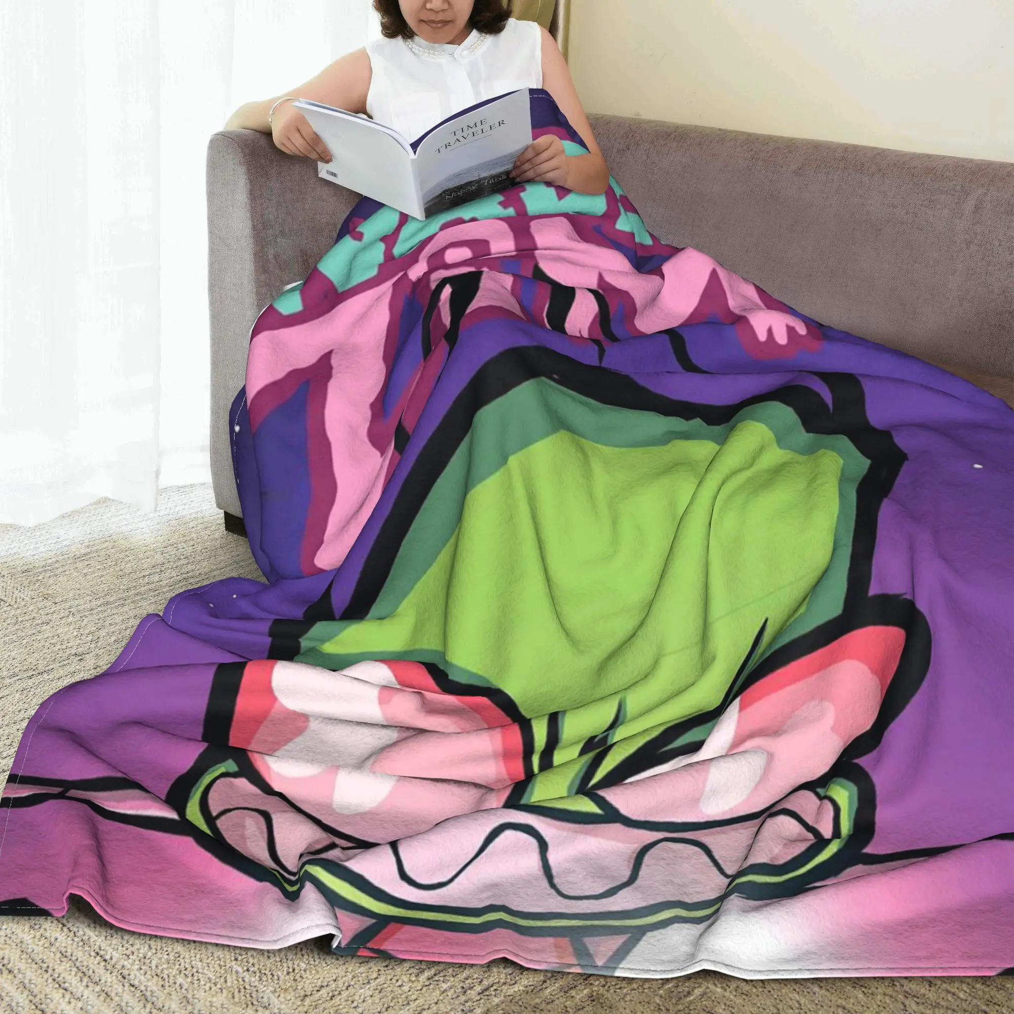 Invader Zim Gir Blanket Portable Flannel Sofa Throw Blanket for Couch Bedding Outdoor Throws Bedspread Quilt