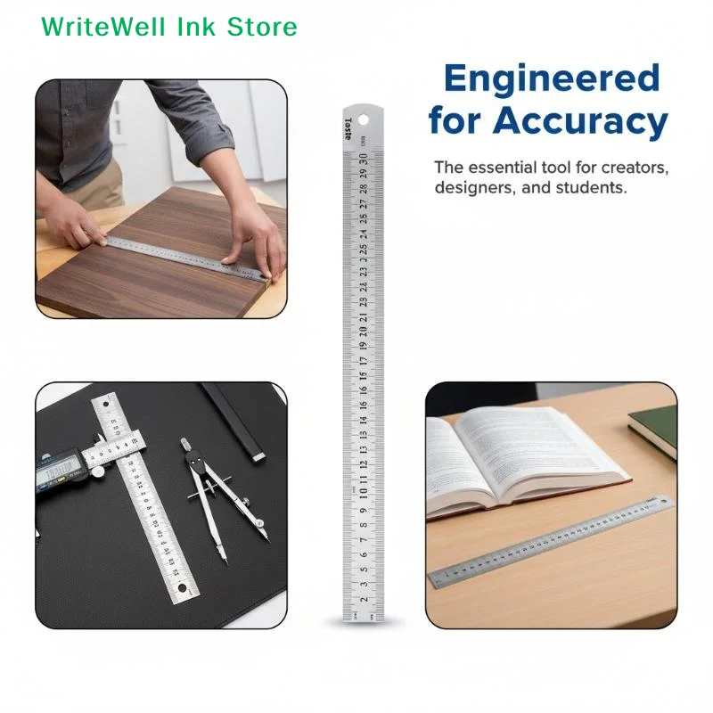 [FOA]Stainless Steel Machinist Engineer Ruler 15-100CM Zero Glare Satin Chrome With Graduations In MM[FOA]