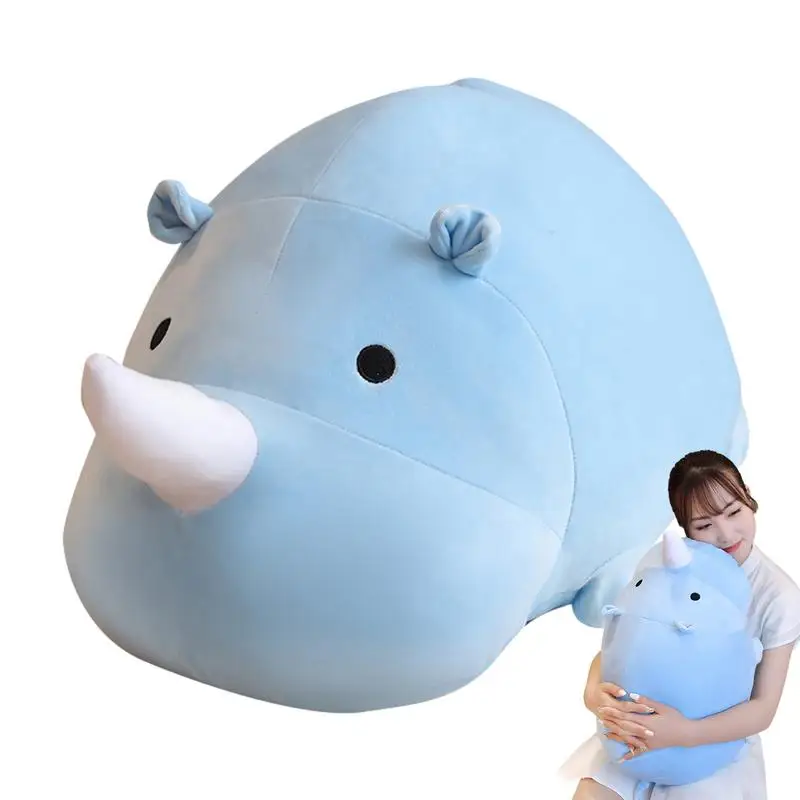 Stuffed Rhino Elastic Cartoon Stuffed Doll Soft Toy Plush 40cm Decorative Pillow Lifelik Animals Simulation Stuffed Toy For Kid