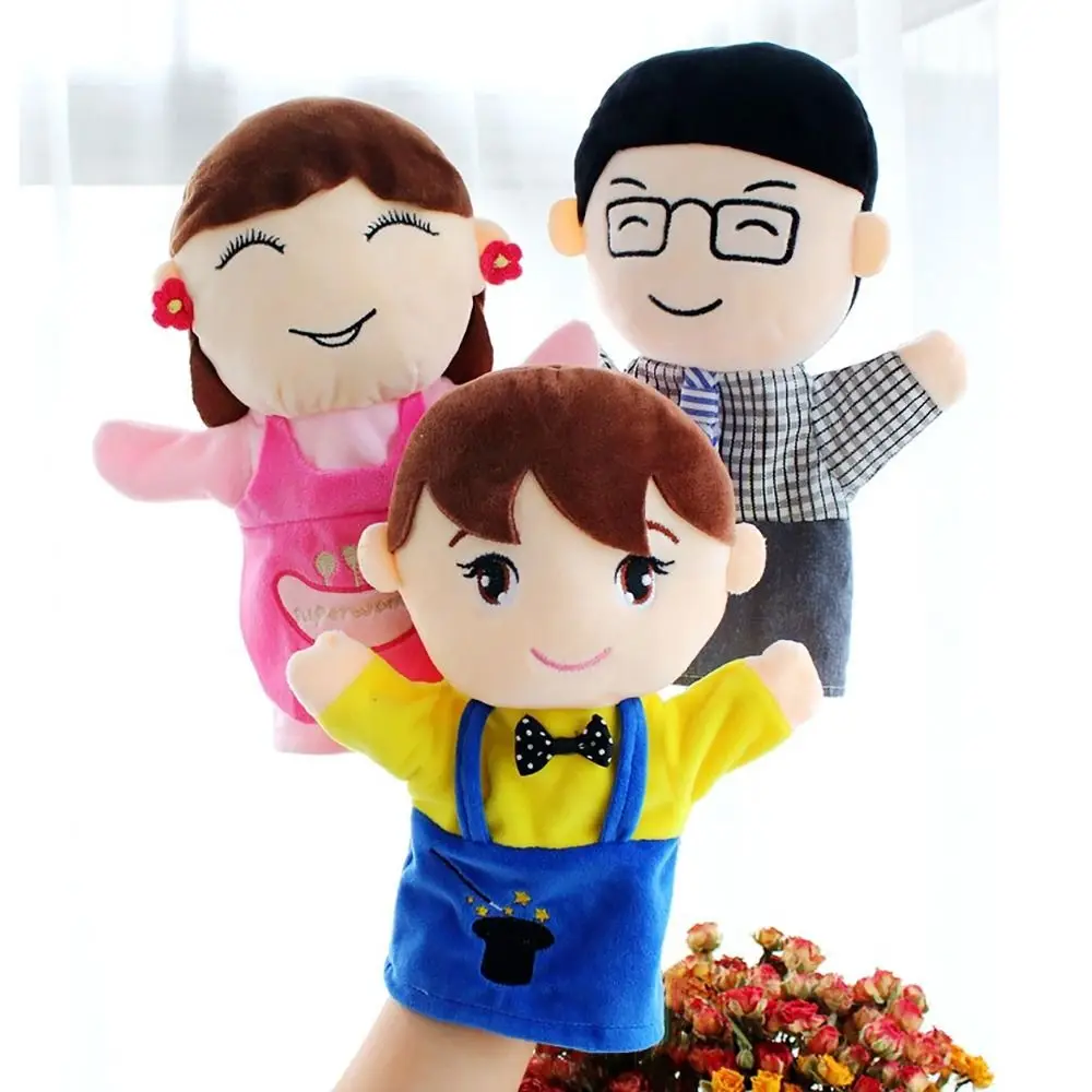 High Quality Portable Plush Storytelling Puppet 25CM Cartoon Story Hand Puppet Familys Members Finger Puppetry Toy