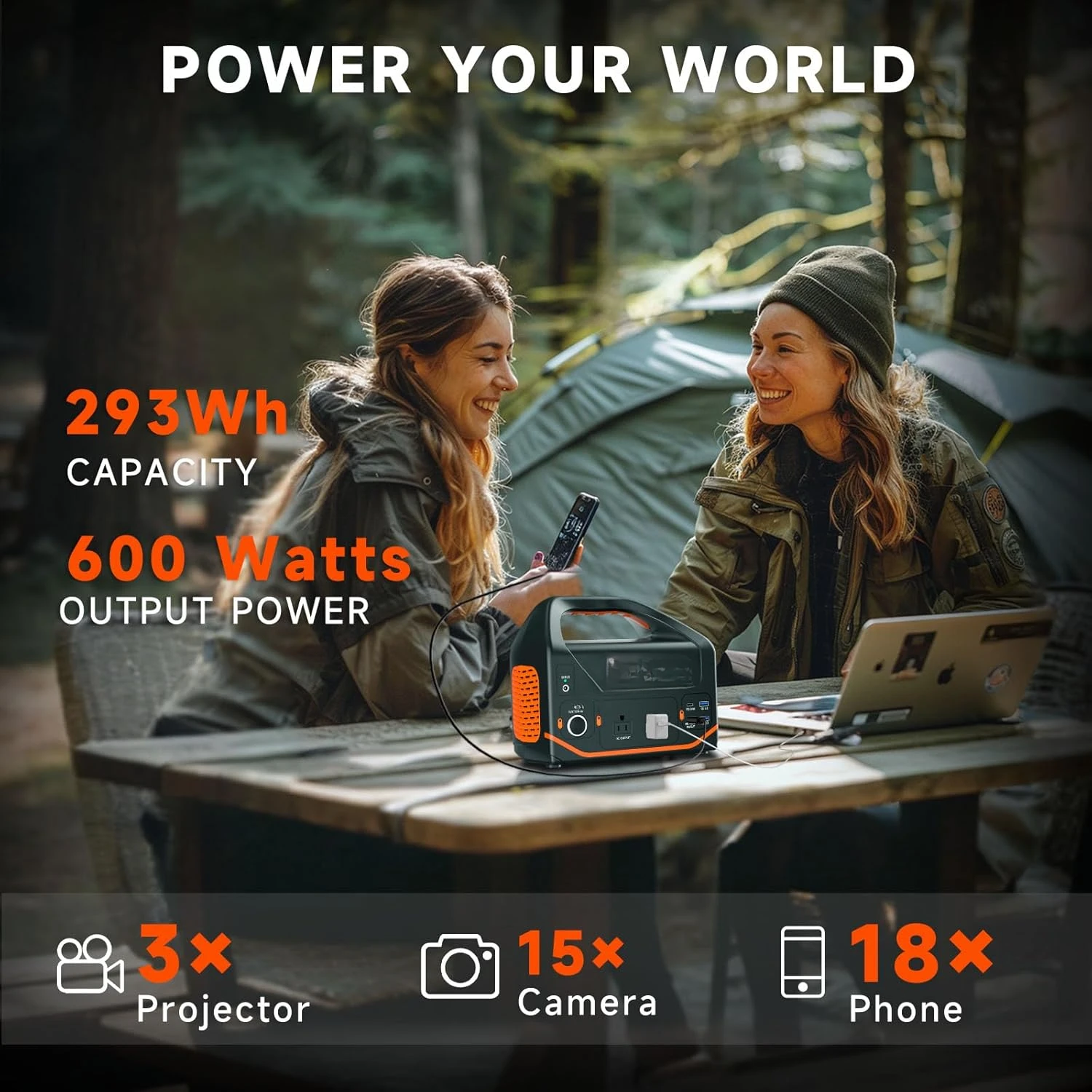 Portable Power Station 600W,293Wh Portable Generator for Home Use, Quiet Generator for Camping Travel Emergency