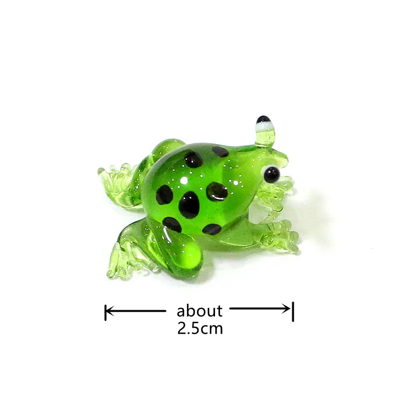 2 Stück Bunte Mini-Glas-Tierfiguren Niedliche Frosch-Miniatur-Statuen Ornamente für Zuhause Tischdekoration Feengarten Bonsai Deko-Zubehör – Detail 12