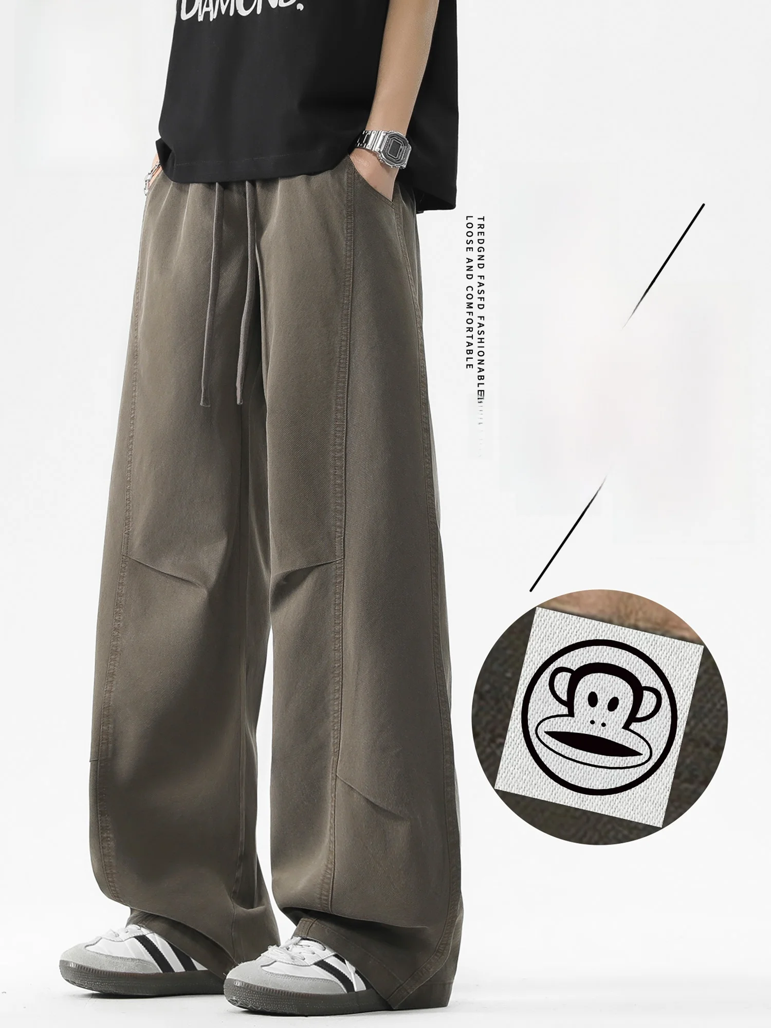 

Мужские летние тонкие свободные джинсы Paul Frank с прямыми штанинами, широкие брюки из денима, удобные молодежные брюки