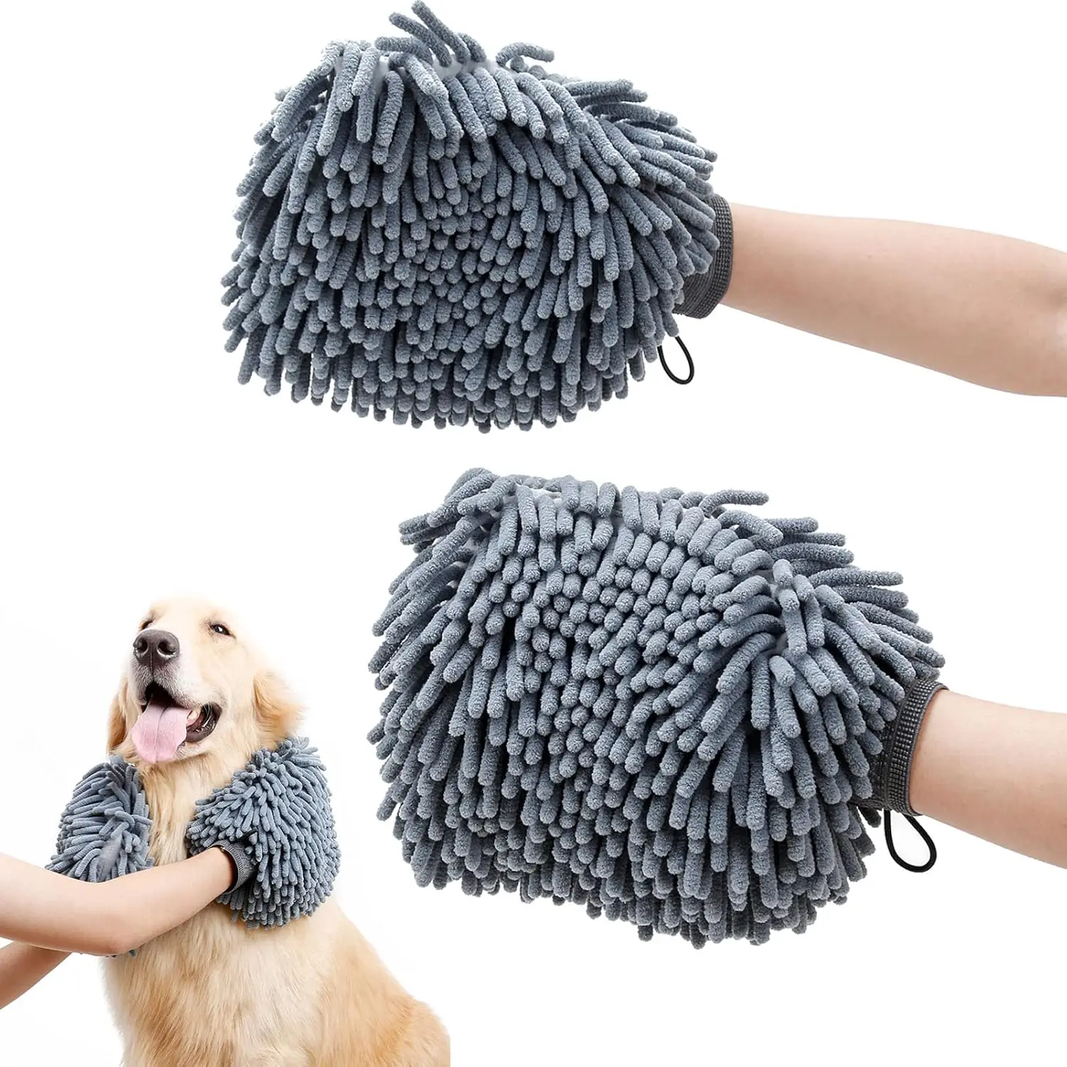 Dog Shammy Towels Glove Quick Drying Dogs paw Towel Chenille Microfiber Pet Dirty Dogs Grooming Mitt for Large Medium Small Pet