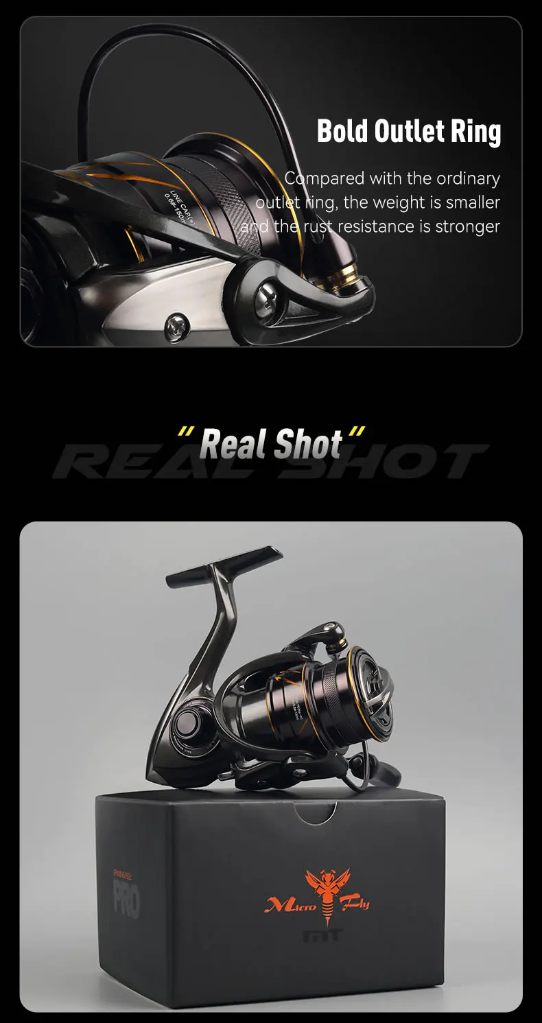 KINGDOM Micro Fly Reel Pro 800 1000 2000 2500 3000 Spinnrolle 8+1BB 5.2:1 6.2:1 Übersetzungsverhältnis Ultraleichte Angelrolle – Detail 12