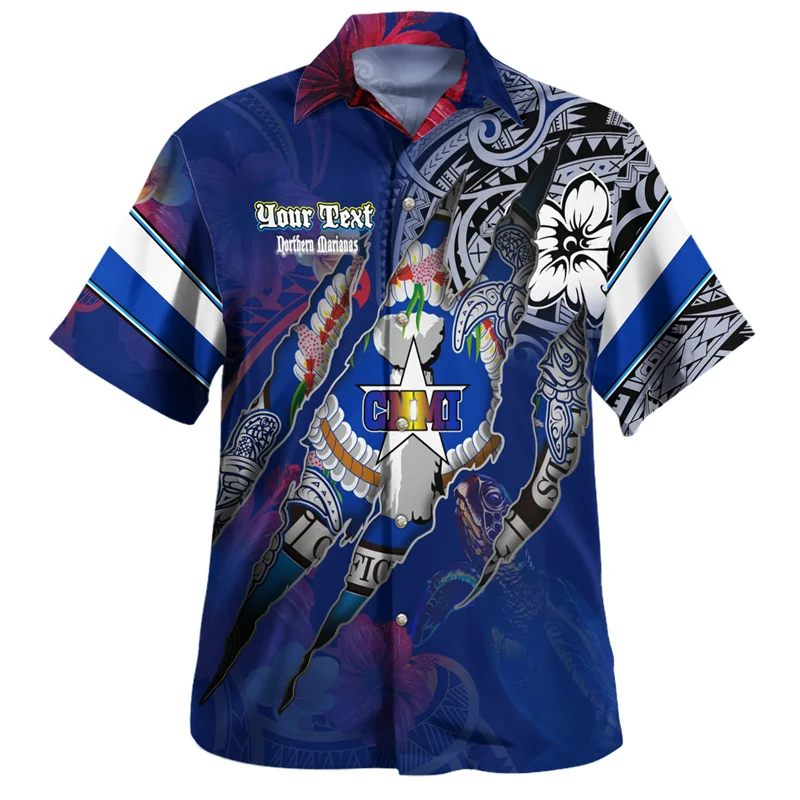 Harajujku Summer 3D American Northern Mariana Islands CNMI Flag Shirts Men Marianas Setentrionais Emblem Graphic Shirts Blouses