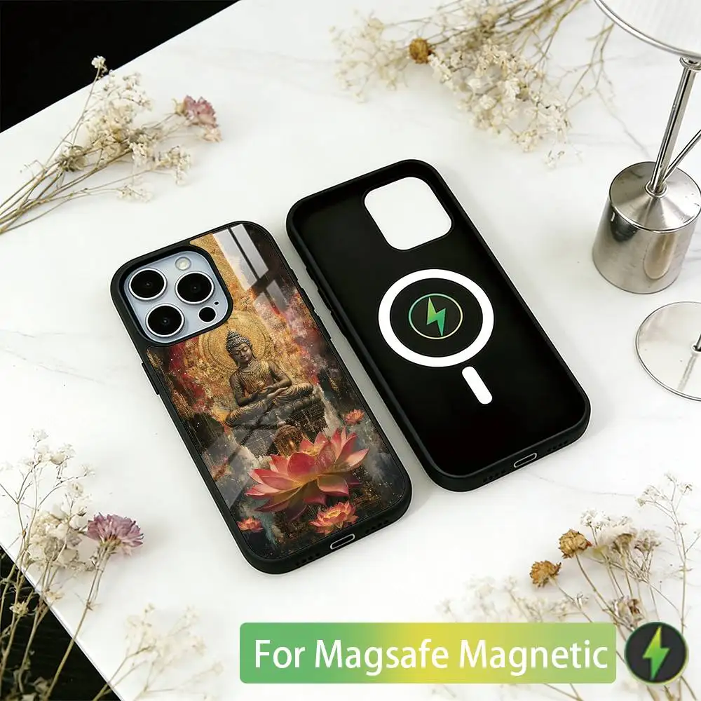Buddha Art Pattern Phone Case For iPhone17,16,15,14,13,12,11 Plus,Pro Magnetic For Magsafe Wireless Charging