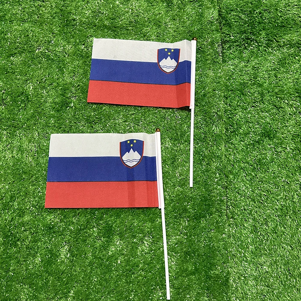 (SKY FLAG) Slowenien Handflagge 10/20/50 Stück 21*14cm Slowenien Handwedelflaggen mit Kunststoffstab für Sportaktivitäten und Heimdekoration – Detail 3
