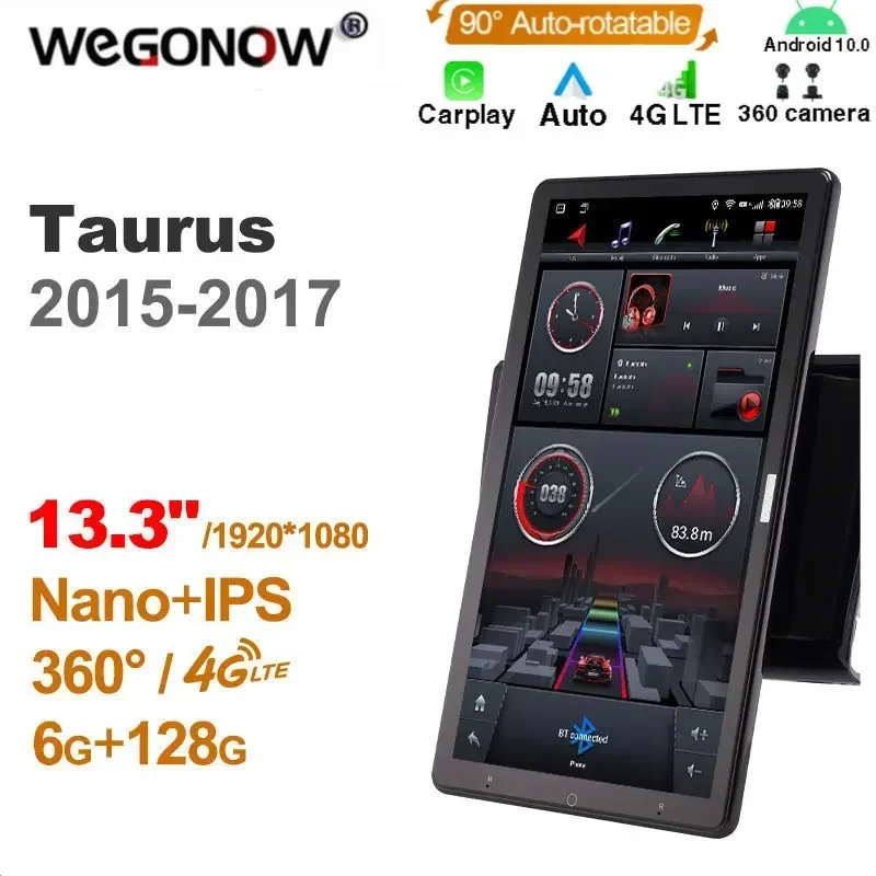 

1920*1080 Nano Ownice Android10.0 для Ford Taurus 2015-2017 Автомобильный радиоприемник Видео Аудио 13,3 дюйма IPS Вращающийся 360 6G 128G Tesla Style