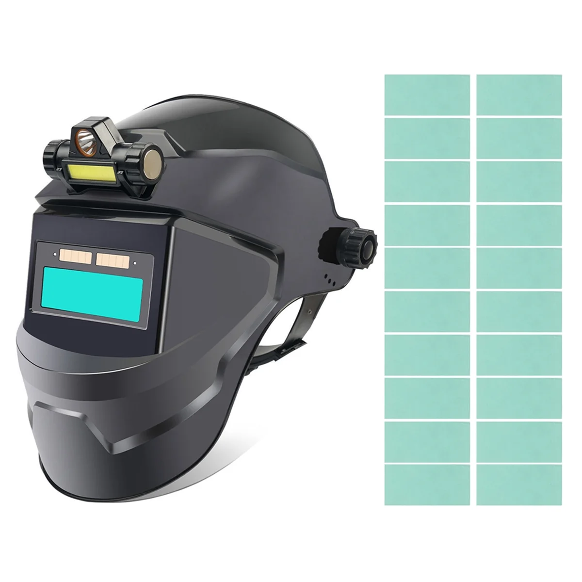 Auto Darkening Welding Helmet Welding Mask with LED Light Solar Powered Welder Helmet Face Mask with 20 Protective Film