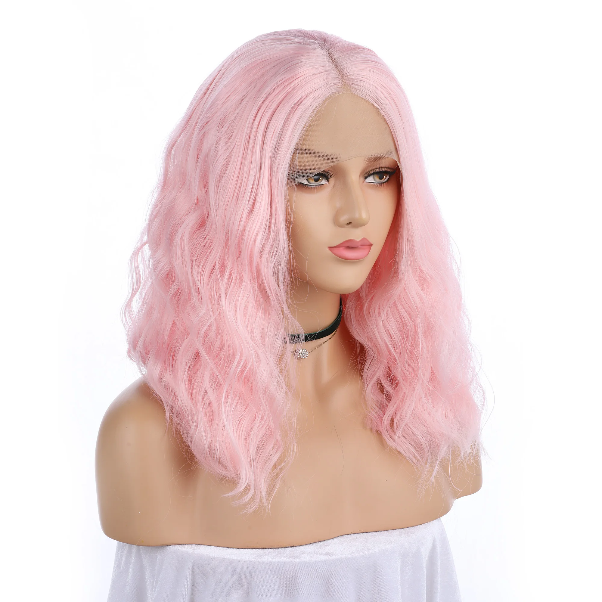 

Soft Long LightPink Wave 180Density 20Inch Lace Front Wig For Black Women With Baby Hair Glueless Synthetic Preplucked Daily Wig