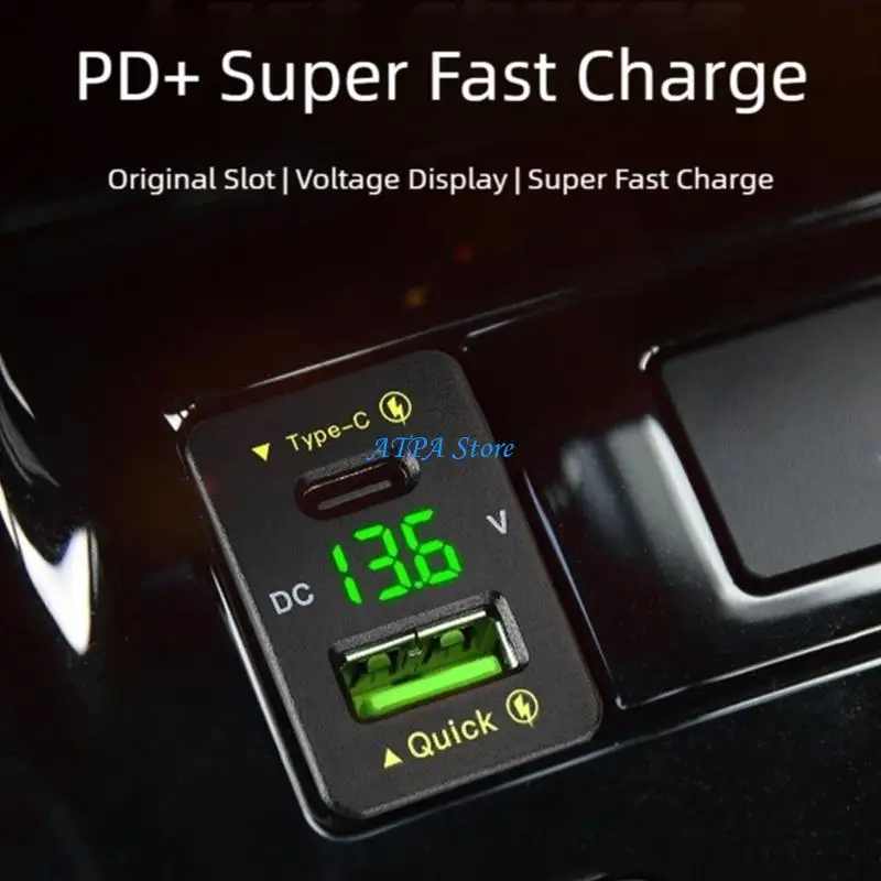 

U13C Charging Port with Voltmeter for 2009-2019 Easy Installation Power Socket